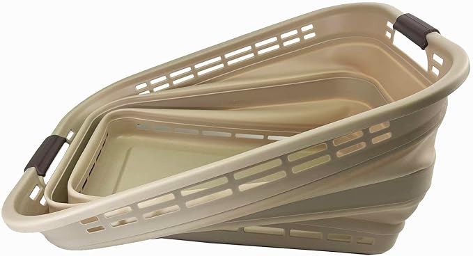 SAMMART 42L (11 gallons) Collapsible Plastic Laundry Basket - Portable Pop Up Storage Container/Organizer - Portable Hamper - Space Saving Easy Storage (Apricot/Brown (Set of 2)) - Image 9