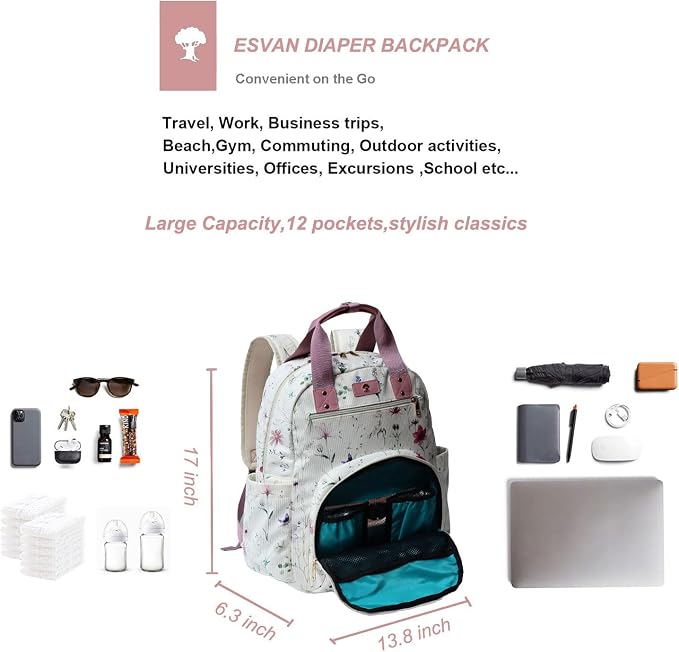 Diaper Bag Backpack Corduroy Multifunction Baby Fashion Travel Pack office Laptop Bag - Image 3