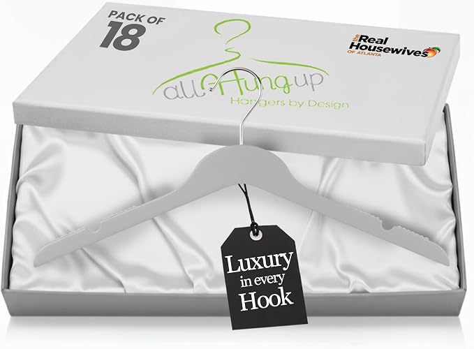 All Hung Up Hangers Slim Plastic Clothes Hangers, Space-Saving Design with Non-Slip Grip, Durable for Everyday Use, Smokey Clear, 18 pcs by PerfectlyCloseted