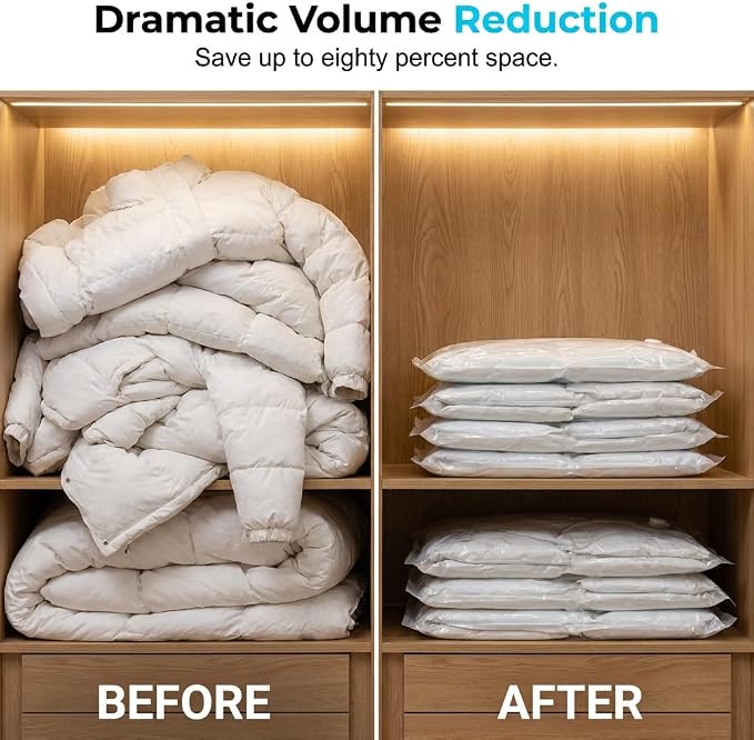 No‑Pump Vacuum Storage Bags,Reusable Cube Compression Space Saver Bags,3 Sizes Press & Seal Compression for Clothes, Bedding & Travel (5, 23.62 * 15.74") - Image 3