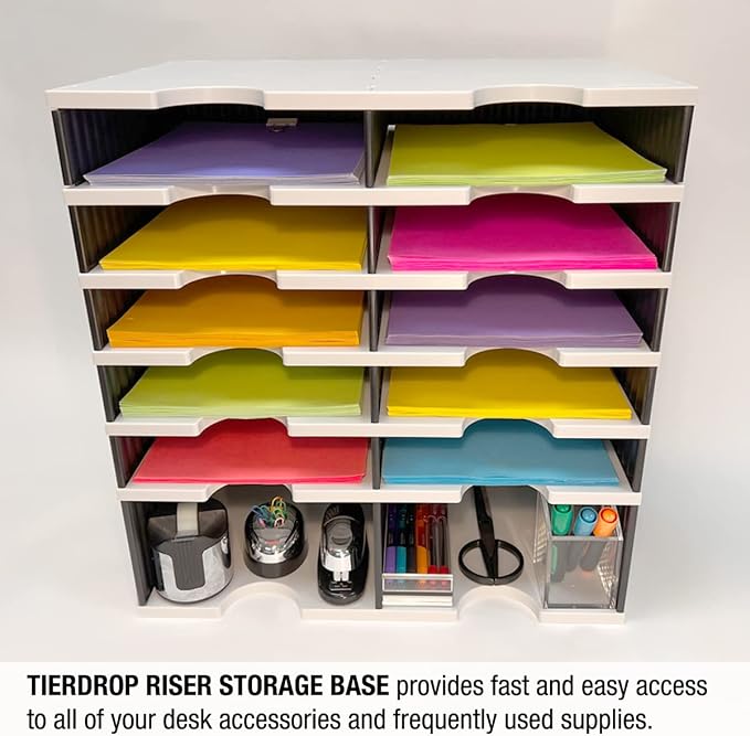 Ultimate Office TierDrop Riser Storage Base, Lifts Sorter 5 inches, 2 Slots | Unobstructed access to lower compartments; stores frequently used supplies underneath; fits top or bottom of TierDrop Sorter - Image 4
