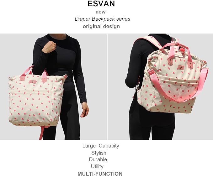 Diaper Tote Bag Totepack Backpack Crossbody Bag 3 in 1 for Women Laptop Backpack Multifunctional with Insulated Pockets - Image 6