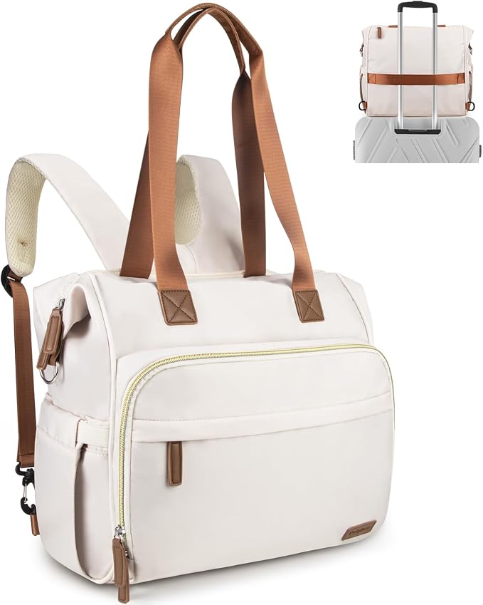 Diaper Bag Backpack Mommy Bag Large Capacity Diaper Backpack Travel Essential Baby Diaper Bag for Mom and Dad, Black (White & Creamy-White) - Image 9