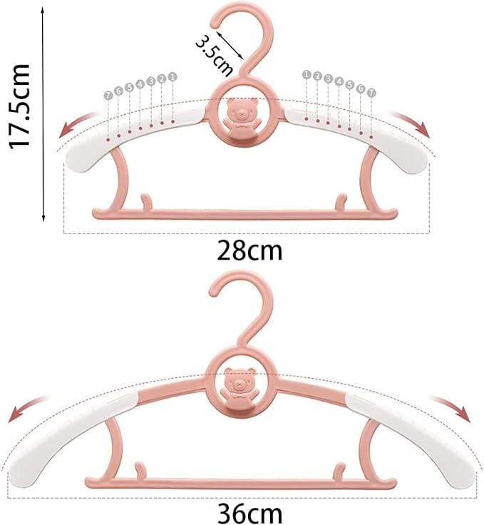 Baby Clothes Hangers 50 Pack, Plastic Kids Hangers Space Saving for Closet | Pink Hanger for Toddler Girl, Lightweight Anti-Slip Cascading Adjustable Children Infant Hangers, Ganchos para Ropa de Bebe - Image 3