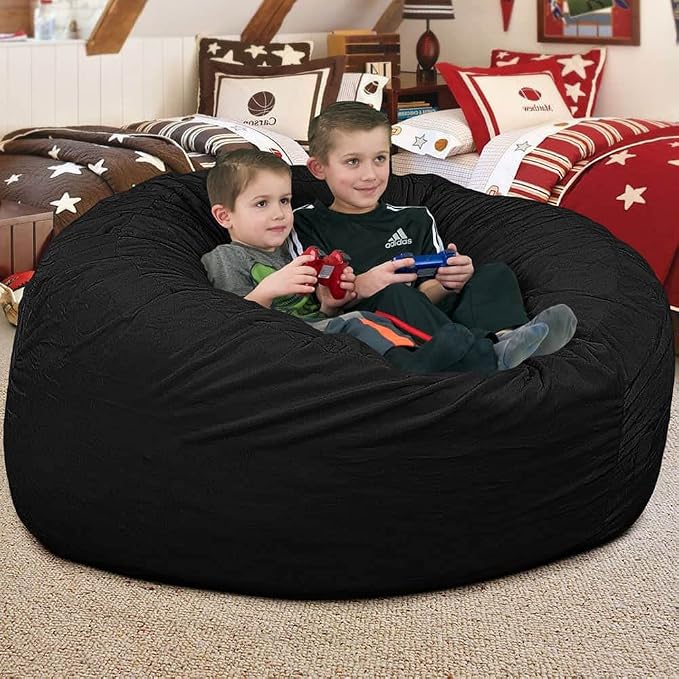 ULTIMATE SACK | 4 Ft Bean Bag Chair Replacement Cover Only | Charcoal Fur | Removable Washable Cover only - Image 8
