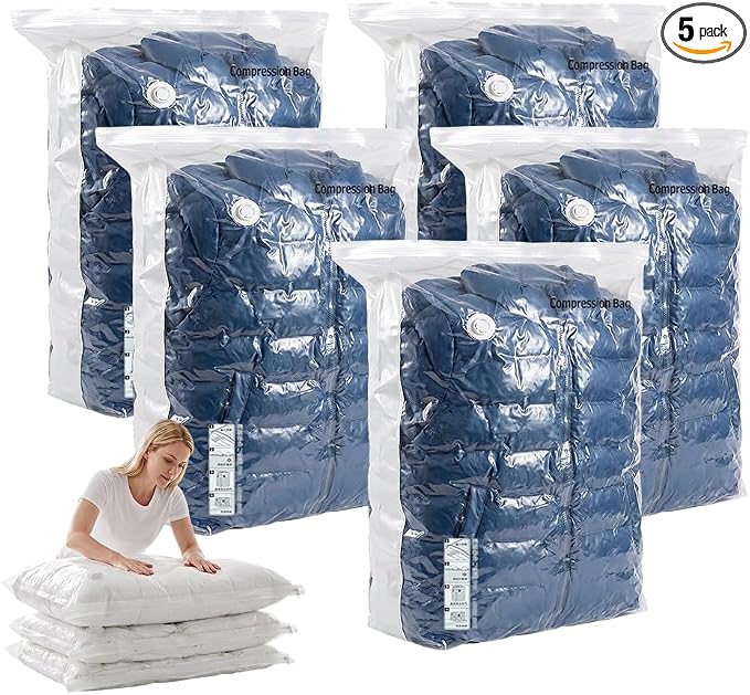 No‑Pump Vacuum Storage Bags,Reusable Cube Compression Space Saver Bags,3 Sizes Press & Seal Compression for Clothes, Bedding & Travel (5, 27.55 * 19.68") by ANYSENTHome
