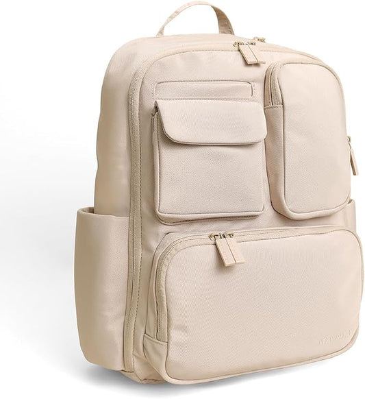 Itzy Ritzy Utility Diaper Bag Backpack – Features 17 Pockets (Including 2 Insulated Bottle Holders) & Trolley Sleeve and Includes Stroller Straps & Changing Pad – Part of The Belong Collection (Toast) by Unknown