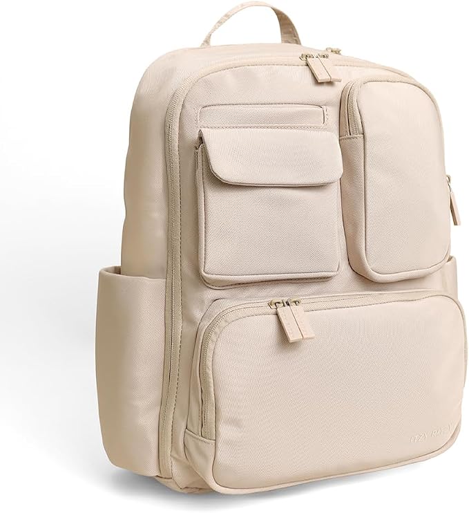 Itzy Ritzy Utility Diaper Bag Backpack – Features 17 Pockets (Including 2 Insulated Bottle Holders) & Trolley Sleeve and Includes Stroller Straps & Changing Pad – Part of The Belong Collection (Toast) - Image 2