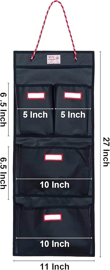 Rough Enough Locker Organizer, 4 Pockets Hanging for Gym Work Wall, Black | Water-Repellent, Heavy Duty Tarpaulin, 27 x 11 Inch, 2 Small + 2 Large Pockets, for Police, Officer, Teacher - Image 5