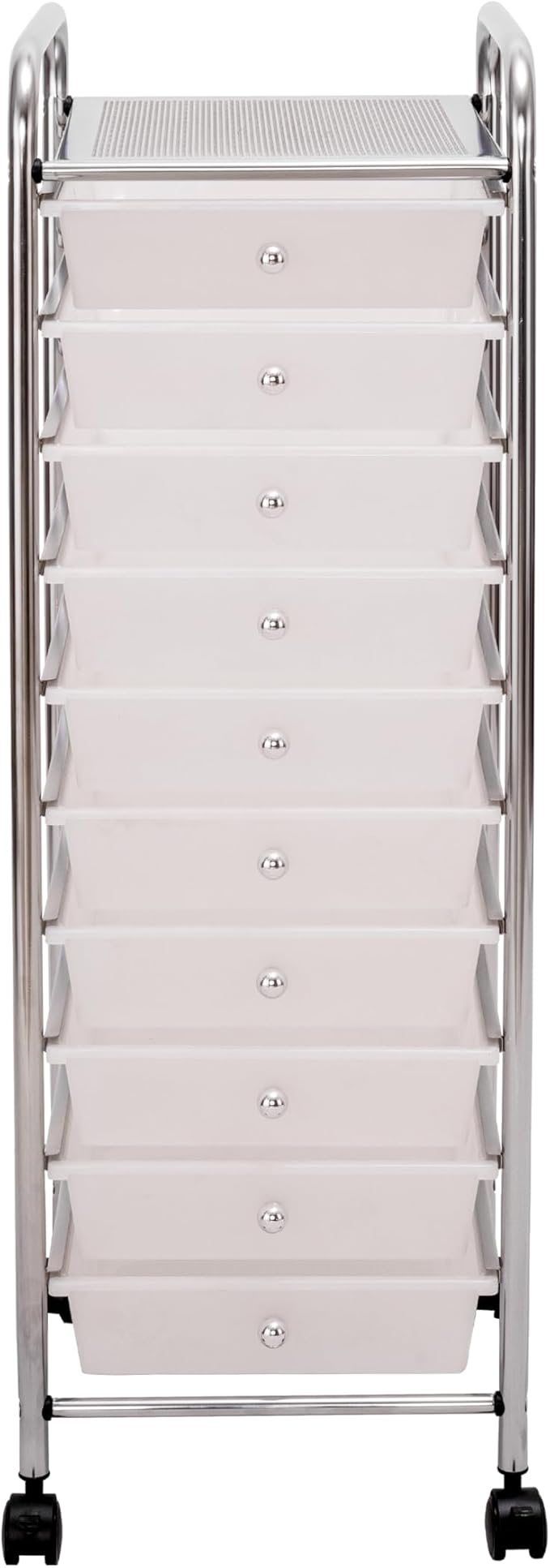 Seville Classics Rolling Utility Organizer Storage Cart, for Home Office, School, Classroom, Scrapbook, Hobby, Craft, 10 Drawer, Frost White - Image 7