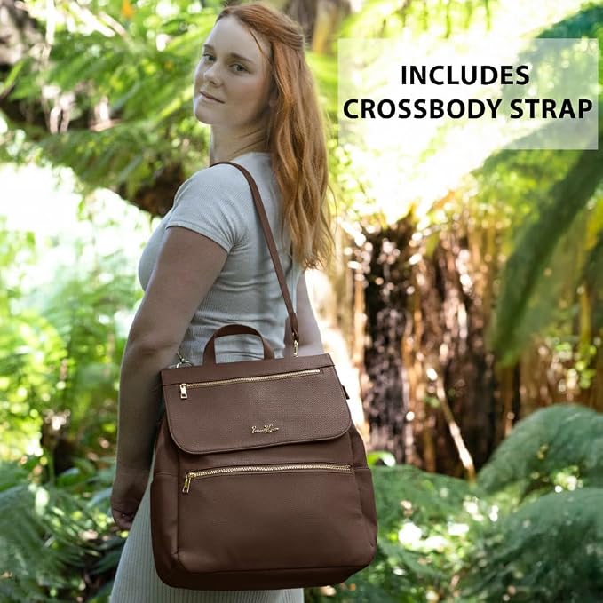 Vegan Leather Baby Backpack, with Front Zip Pocket (Chocolate) - Image 5