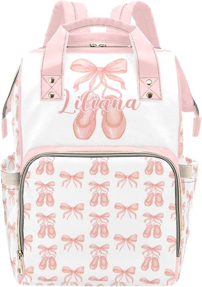 Personalized Pink Bow Diaper Bag Backpack with Custom Name – Waterproof Multi-Pocket Baby Nappy Bag for Moms and Dads – Large Capacity Travel Backpack & Shower Gift for Baby by Unknown