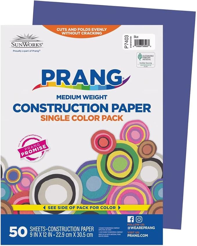 Prang Construction Paper, 9" x 12", Blue, 50/Pack, 50 Packs | Formerly SunWorks, Class Pack, 2500 Sheets Total, P7403 - Image 3