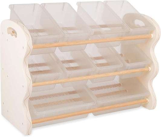 B. toys Toy Storage Organizer, 10 Stackable Bins, Kids Room Unit, Furniture | B. spaces storage unit with 10 transparent bins in 2 sizes, side handles, easy assembly, 35.55 x 14.6 x 26.5 in, 3+ Years by Btoys