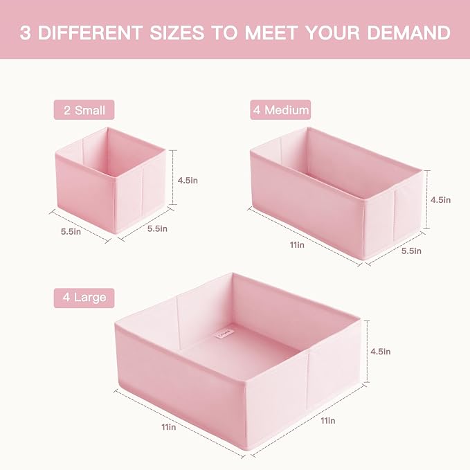 Drawer Organizer Clothes, 10 Pack Dresser Organizer for Baby Clothes, Underwear, Sock- Foldable Closet Organization and Storage Dividers Bins for Nursery, Bedroom (Pink) - Image 3