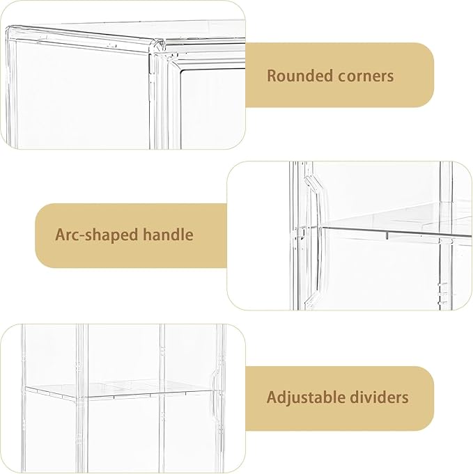 Attelite X-Large Acrylic Display Case Boot Shoe Storage Boxes 2 Pack | Clear Shoe Organizer,Acrylic Display Case 2 Tiers,Easy Assembly,Thickened Plastic,Stackable Design,Magnetic Door - Image 5