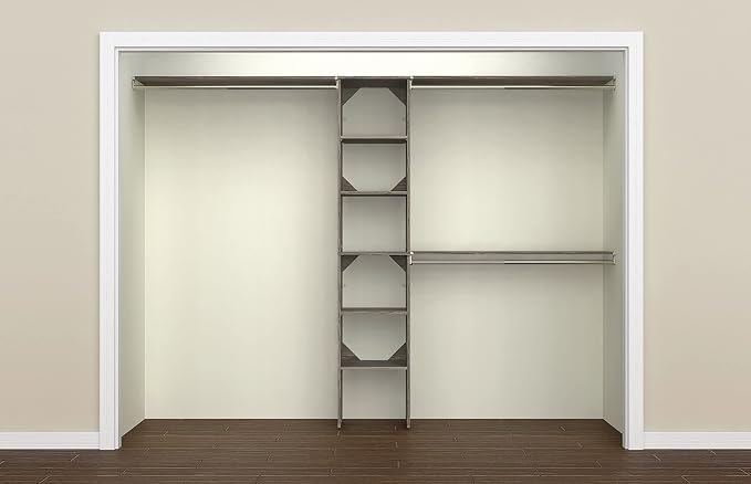 ClosetMaid SuiteSymphony Wood Closet Organizer Kit with Tower, 3 Hang Rods, Top Shelves, Adjustable, Fits Spaces 5-9 ft. Wide, Graphite Grey - Image 7