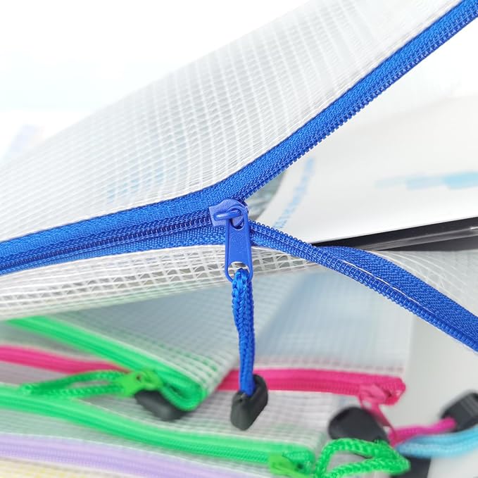 BOPART 24pcs Small Mesh Zipper Pouch 6.3x4.9 Inches Waterproof Zip Mesh Bags with Label Pocket for Home Office Supplies & Cosmetics Travel Accessories - Image 5