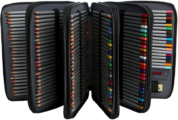 250 Slots Colored Pencil Case Organizer, 5 Layer Bag | Twill Oxford fabric, 255 elastic loops, detachable handle, for travel, home storage, drawing tools, creative gifts - Image 2