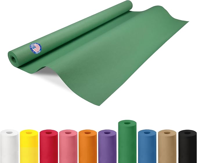 36" x 1200" (100 ft) Green Kraft Paper Roll - USA-Made Quality Craft Paper for Gift Wrapping, Kids' Arts & Crafts, School Projects - Natural Material 50lb Thickness by IDL Packaging by IDLPackaging