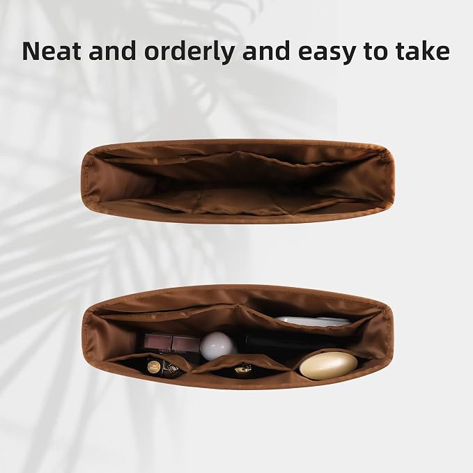 DGAZ Silk Purse Organizer Insert for Evelyne Bag(Gold,TPM) | Soft and Lightweight,Perfect Fit,Multi-pocket Storage,Bag Protector,Luxury Bag Care,Handmade,for Smooth Bag Organizer - Image 3