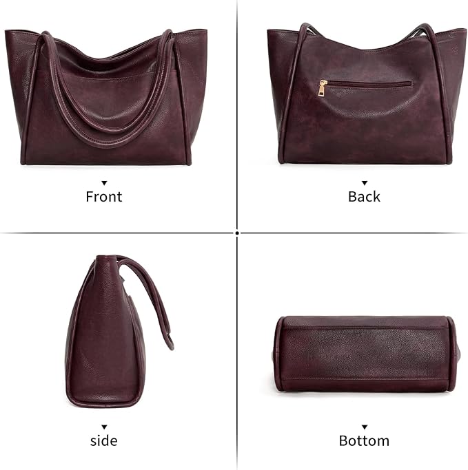 GAEKEAO Tote Bag for Women Vegan Leather Zipper Shoulder Bags Travel Purses | Large Capacity Purse Handbags, Inner Pocket with Key Clip, Fits 14" Laptop, for Casual Work Dating Commute Daily Weekender - Image 6