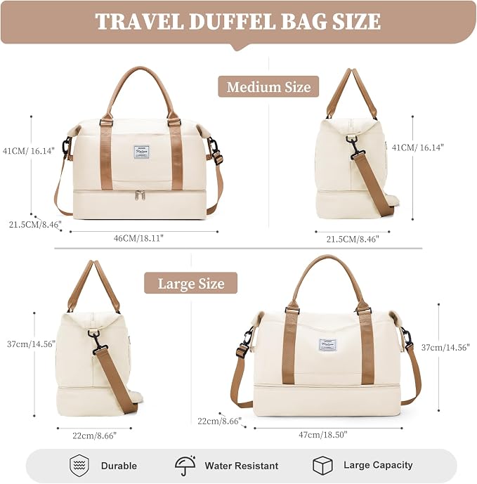 Weekender Bags for Women, Personal Item Travel Bag with Shoes Compartment | Overnight Travel Duffel Bag with Toiletry Bag, Airplane Friendly Carry-On Bag with Wet Pocket & Trolley Sleeve,Medium - Image 3
