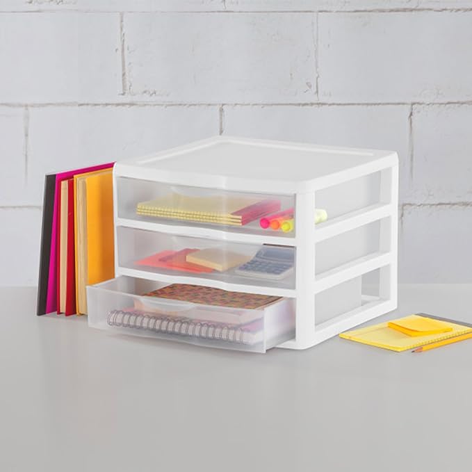 Sterilite Wide 3-Drawer Storage Unit for Bedroom and Dresser, 9-Pack | Organizing Plastic Storage Drawers and Containers for Home, Office, Desk, Clothes, Kitchen, and Pantry - Image 2