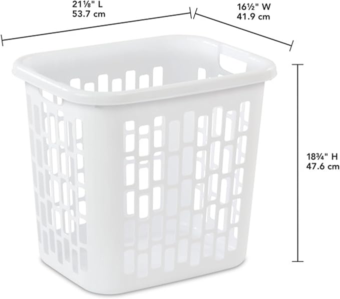 Sterilite Ultra Easy Carry Plastic Dirty Clothes Laundry Basket Hamper with Integrated Handles and Ventilation Holes, White (8 Pack) - Image 2