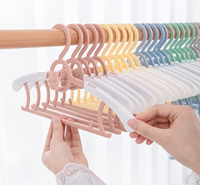 Baby Clothes Hangers 20 Pack, Plastic Kids Hangers Space Saving for Closet | Colourful Hanger for Toddler Girl and Boy, Lightweight Anti-Slip Cascading Padded Extendable Adjustable Pant Children Hangar - Image 3