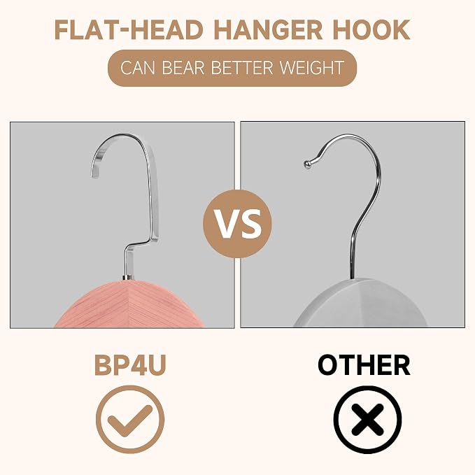 Wide Shoulder Wooden Hangers with Locking Bar, Cedar Wood, 36-Pack | Non-Slip Suit Hangers with Flat-Head Hook for Suits, Jackets, Coats, Shirts, Outerwear and Heavy Clothes - Image 3
