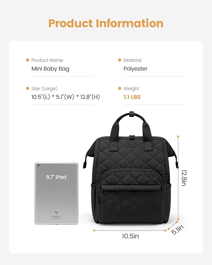 LOVEVOOK Small Diaper Bag Backpack, Mini Baby Bag for Girl Boy with Changing Pad, Diaper Backpack for Mom Dad with Stroller Buckles - Image 9
