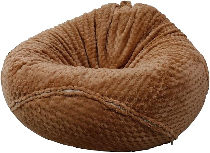 Soft Bean Bag Chair Cover No Filler Sofa Cover Storage Washable Bean Bag Cover Organizing Children Plush Toys for Living Room Bedroom (Coffee, 2.8 feet-33.5" 33.5"*17.7") by Huamengoo