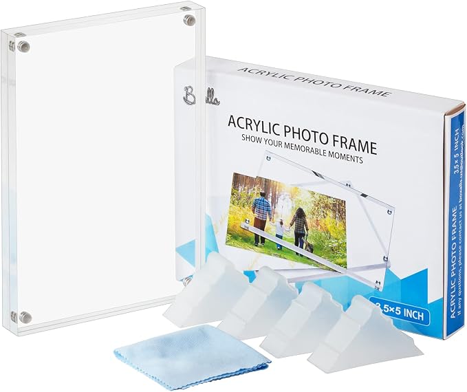 Boxalls Acrylic Photo Frame 9 x 13 cm (3.5 x 5 inch), Double Sided Picture Frame with Magnetic, Clear Frameless Desktop Photo Block - Image 7
