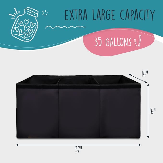 SoftOwl Extra Large Toy Storage Organizer with Lid - Sturdy, Collapsible Toy Chest Storage Box Design - Toys Bin with Dividers for Kids, Nursery, Bedroom, Playroom 37"x16"x14" - Image 2