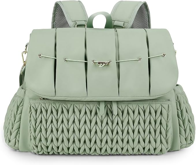 Lmbabter Diaper Bag Backpack Messenger Bag Travel Backpack Maternity Bags Stylish Baby Bag with Changing Pad for Mom (Green) by Lmbabter