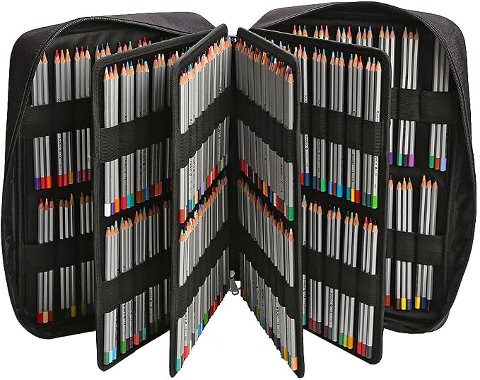 Lbxgap 480 Slots Colored Pencil Case w/Handle & Shoulder Strap | Large MultiLayer Watercolor Pen Bag w/Zipper Front Pocket for 480 Colored Pencils/320 Gel Pens to Artists, Painters - Image 3