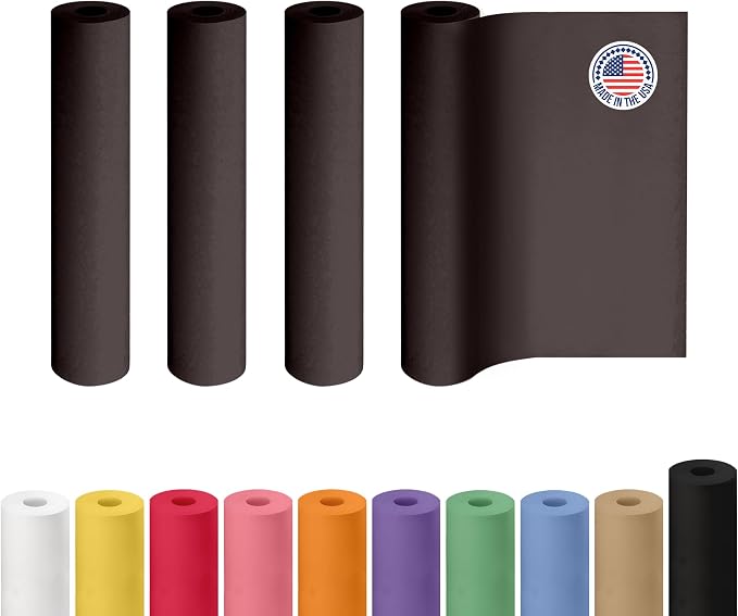 18" x 1200" (100 ft) Black Kraft Paper Roll, Pack of 4 - USA-Made Quality Craft Paper for Gift Wrapping, Kids' Arts & Crafts, School Projects - 100% Recycled, 50 lb Natural Material by IDL Packaging by IDLPackaging