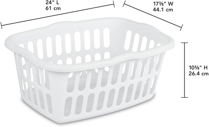 Sterilite Rectangular Laundry Basket, Plastic Clothes Hamper, 24-Pack | 1.5 Bushel, White - Dirty Clothing Storage Organizer with Handles for Bedroom, Bathroom, and Closet - Image 2