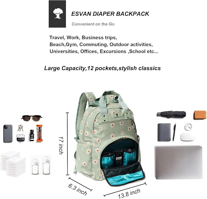 Diaper Bag Backpack Corduroy Multifunction Baby Fashion Travel Pack office Laptop Bag - Image 3