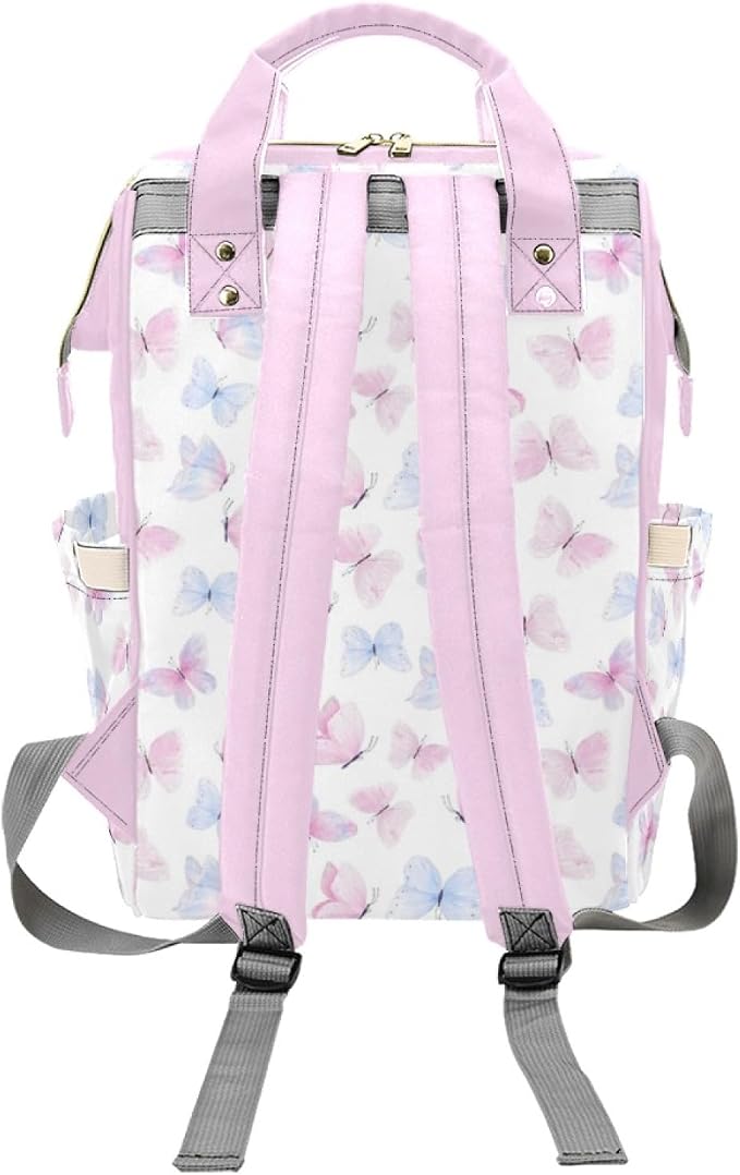 Custom Colorful Butterfly Diaper Bag for Women, Personalized Name Multifunction Nylon Nursing Mommy Daypack with Large Capacity for Travel, Birthday Mother Gift - Image 4