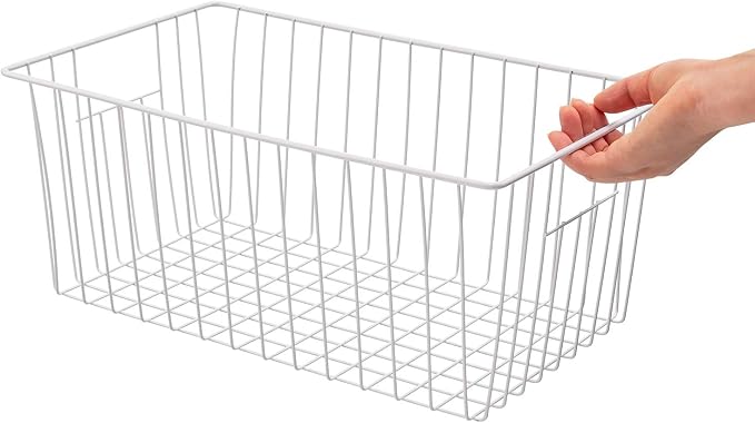 Upright Freezer Organizer Bins， Freezer Baskets for 16, 17, 21 cu.ft Standup Freezer, Wire Storage Baskets with Built-in Handles for Frozen Foods, Snacks, Vegetables, Fruits and More, Set of 6 , White - Image 8