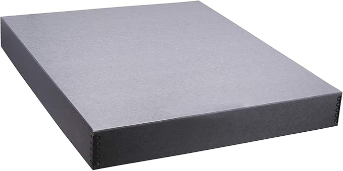 Golden State Art, Drop Front Archival Storage Box, Gray, 20.75x24.75x3 Inch | Acid-Free Museum Box with Metal Edge Corner, for Storing Artwork Photos Documents Prints Arts And Crafts by GoldenStateArt