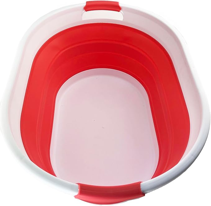 SAMMART 39L (10.3 gallons) Collapsible Plastic Laundry Basket - Foldable Washing Tub - Easy Storage & Pop Up Saving (White/Coral Pink) by SAMMART