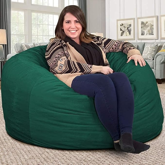 ULTIMATE SACK | 4 Ft Bean Bag Chair Replacement Cover Only | Hunter Green Suede | Removable Washable Cover only - Image 8