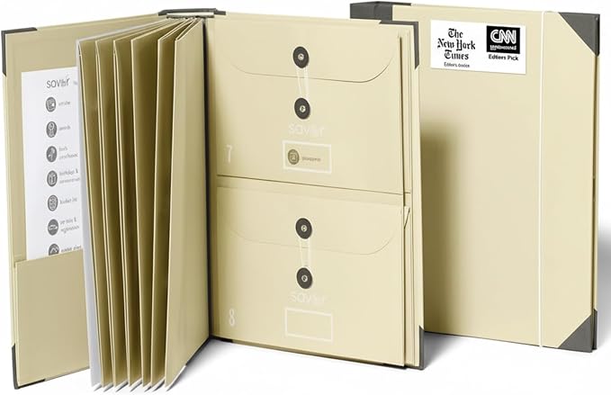 The Folio® Important Document Organizer by Savor | Binder with Guided Labels, Acid-Free File Folder Organizer with 10 Pockets, Document Holder for Home Records, Legal and Medical Papers (Slate) by Savor
