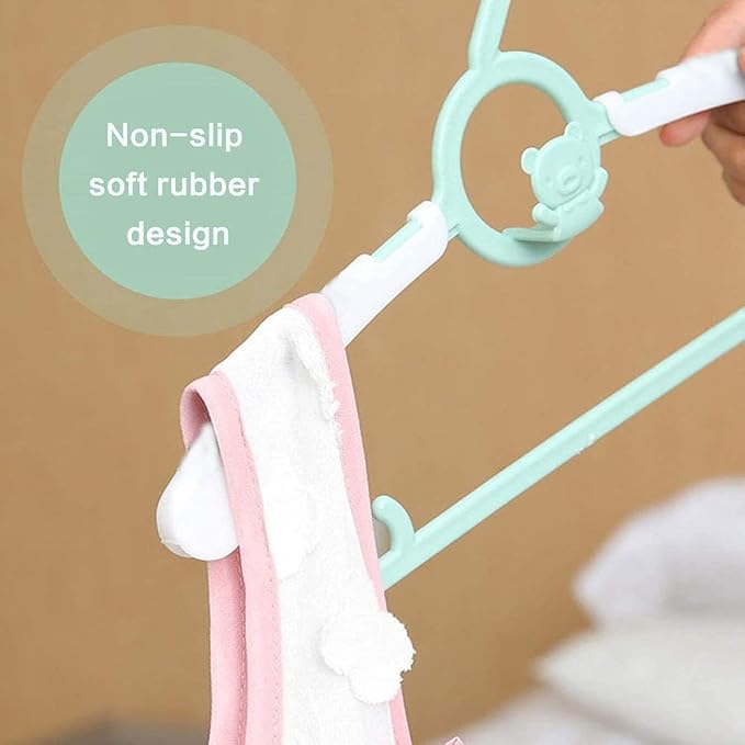 Baby Clothes Hangers 20 Pack, Plastic Kids Hangers Space Saving for Closet | Green Hanger for Toddler Boy and Girl, Lightweight Anti-Slip Cascading Padded Extendable Adjustable Pant Bear Children Hangar - Image 8