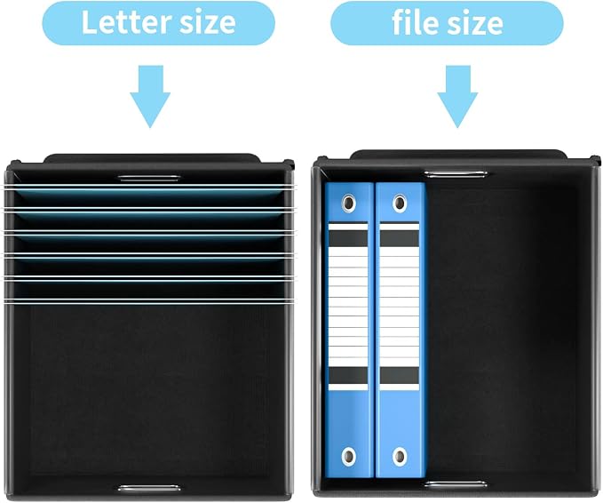 File Organizer Box with Lids, Collapsible File Folder Organizer | File Box with Plastic Slides for Document, Filing Bin for Letter Size Hanging File Folders (2 Pack, Sky-blue) - Image 4