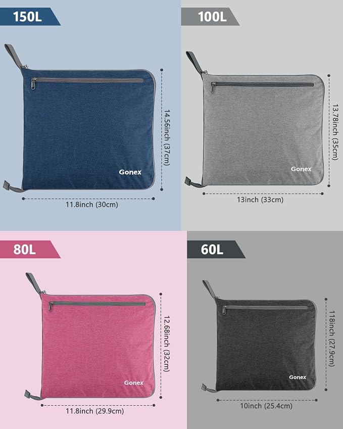 Gonex 60L Foldable Travel Duffle Bag with Shoe Compartment, Lightweight | 210D Nylon, Water-Repellent, Folds Compact, Multiple Pockets, Luggage Sleeve, Weekend Trips & Camping, Dark Grey - Image 6