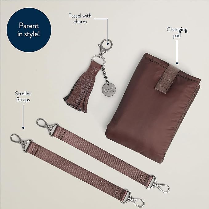 Itzy Ritzy Boss Tote Diaper Bag, Vegan Leather with Changing Pad | Includes Stroller Straps, 4 Pockets, Removable Tassel & Spacious Interior for Stylish Organization of Baby Essentials & More - Image 8